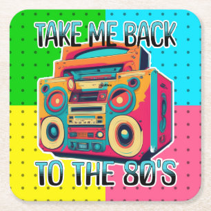 Neem me terug naar de jaren tachtig Retro Vibe Vierkante Kartonnen Onderzetter