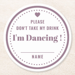 Neem mijn Drink naam geen Paarse bruiloft. Ronde Kartonnen Onderzetter