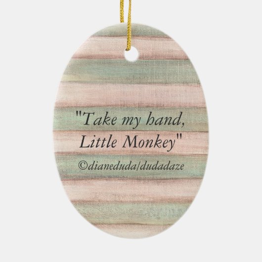 Neem mijn hand, kleine aap - keramische sierbloem keramisch ornament (Achterkant)