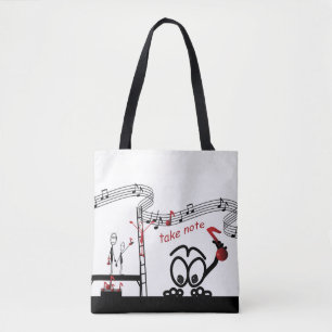 Neem nota van Music Teacher Funny Stickman Canvas Draagtas