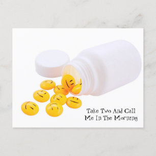 Neem twee en bel me 's ochtends. briefkaart