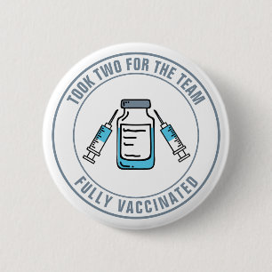 Neem twee voor het team volledig gevaccineerde bed ronde button 5,7 cm
