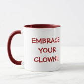NEEM UW CLOWN, GEMERKTE keramische Mok AAN (Links)