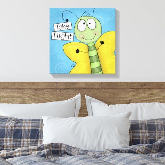 Neem vlucht vlinder canvas afdruk (Insitu (Slaapkamer))