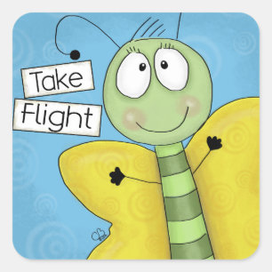 Neem vlucht vlinder vierkante sticker