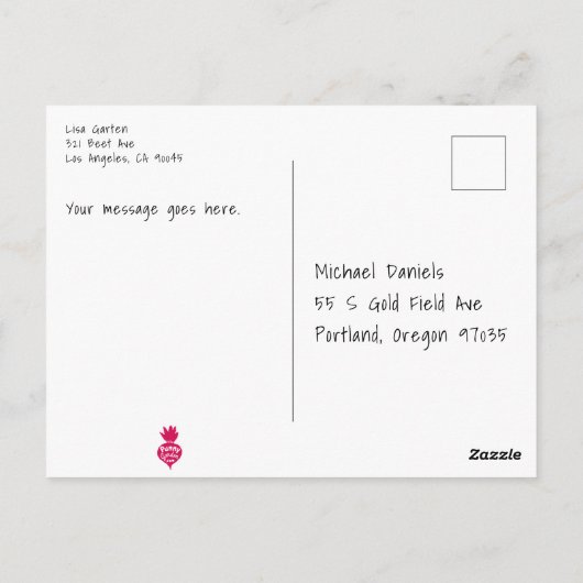 Neem wortelje zelf | Wortelbonen Briefkaart (Achterkant)