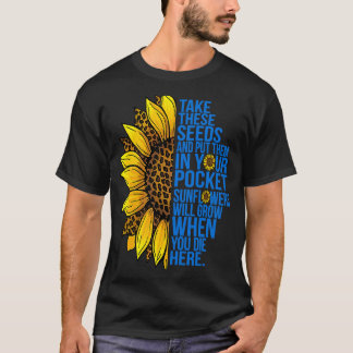 Neem zaden en zet in zakken Zonnebloemen Vrede T-shirt