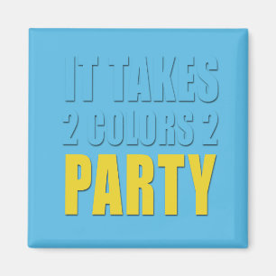 Neemt 2 kleuren 2 Party geel: blauw Magneet