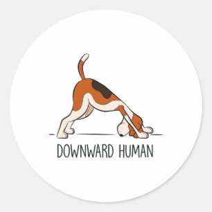Neerwaartse Mens - Mannen Vrouwen Grappige Hond Yo Ronde Sticker