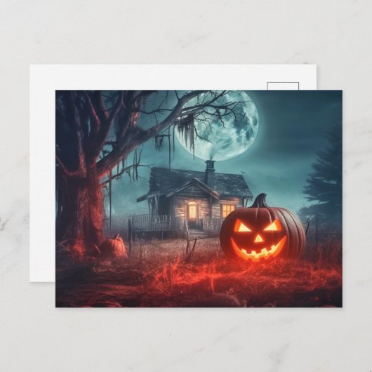 Nefarious gloeiende pompoen in het maanlicht briefkaart (Voorkant / Achterkant)
