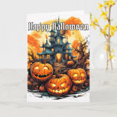 Nefarious gloeiende spooky pompoen | Halloween Kaart (Gele Bloem)