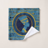 Nefertiti d'or sur la pierre de marbre bleue (Gant de toilette)