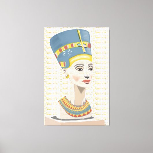 Nefertiti en Gold Tiled Cartouche Canvas Afdruk (Voorkant)