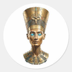 Nefertiti Gouden Koningin Ronde Sticker