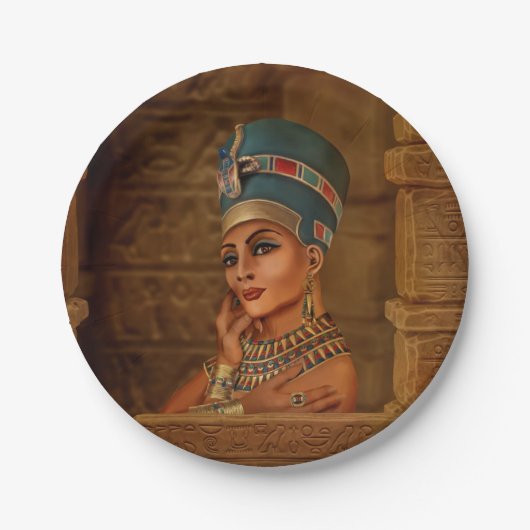 Nefertiti - Neferneferuaten de Egyptische koningin Papieren Bordje (Voorkant)