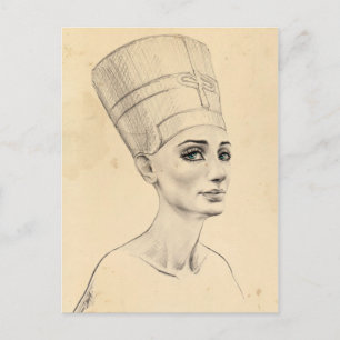 Nefertiti portret tekening Ancient Egypt papyrus Briefkaart