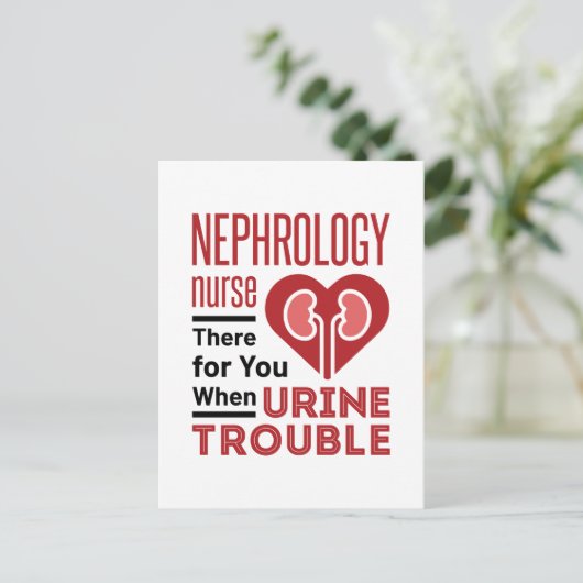 Nefrologie verpleegster bij urineproblemen briefkaart (Staand voorkant)