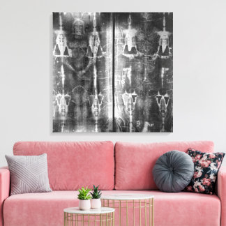Negatief Foto Lijkdoek van Turijn Kruisiging Canvas Afdruk