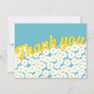 Negatieve Space Daisies Bedankt op blauw Briefkaart