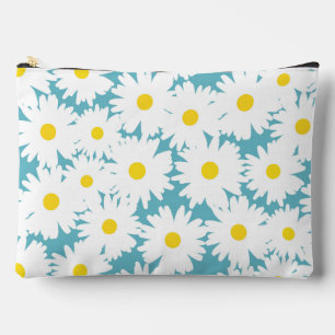 Negatieve Space Daisies wit geel op blauw Etui