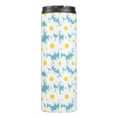 Negatieve Space Daisies wit geel op blauw Thermosbeker (Achterkant)