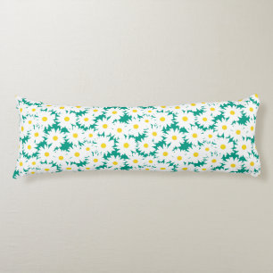 Negatieve Space Daisies wit geel op groen Lichaamskussen