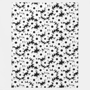 Negatieve Space Daisies wit op zwart Fleece Deken