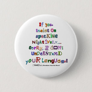 Negatieve taal ronde button 5,7 cm