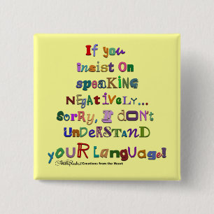 Negatieve taal vierkante button 5,1 cm