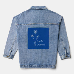 Negativiteit wegblazen, vriendelijkheid verspreide denim jacket