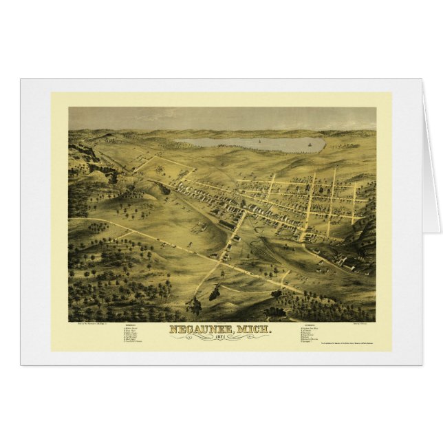 Negaunee, carte panoramique de MI - 1871 (Devant horizontal)