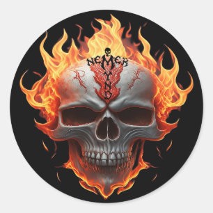 Negeer Vlammende Schedel Metal Rocker Gitaarhoes Ronde Sticker