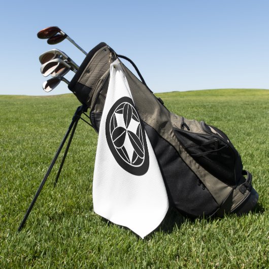 Negen bamboebladeren in cirkel golfhanddoek (Groen)