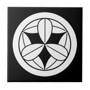 Negen bamboebladeren in cirkel tegeltje