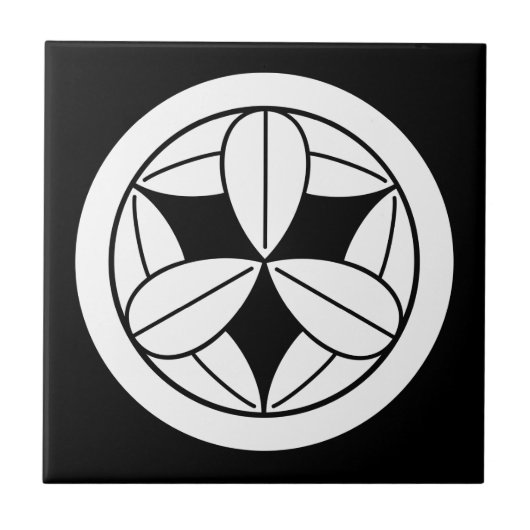 Negen bamboebladeren in cirkel tegeltje (Voorkant)