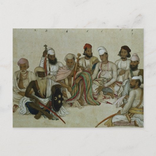 Negen courtiers en bedienden van de Raja Briefkaart (Voorkant)