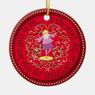 Negen dames dansen keramisch ornament