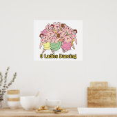 negen dames dansen negende 9de kerstdag poster (Keuken)