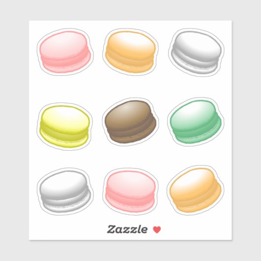 Negen Delicate Macarons  Sticker (Vel)