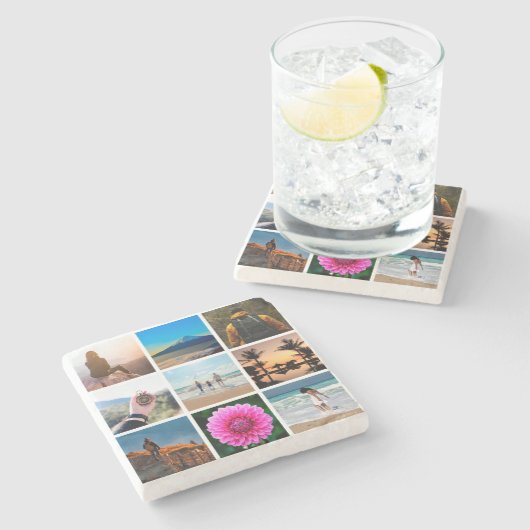 Negen Fotocollage aangepaste Afbeelding maken uw e Stenen Onderzetter (Zijkant)
