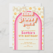 Negen groovy jaren Daisy Rainbow verjaardagsuitnod Kaart (Voorkant)