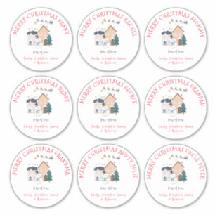 Negen grote verschillende namen Sleigh Merry Chris Sticker