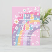 Negen is een Vibe Groovy Hippie regenboog negende Kaart (Staand voorkant)