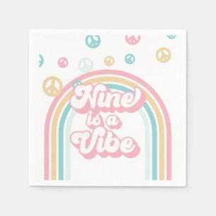 Negen is een Vibe Retro Summer Rainbow Servet