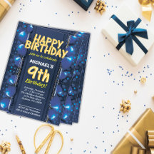 Negen jaar oud jongens verjaardag Uitnodiging