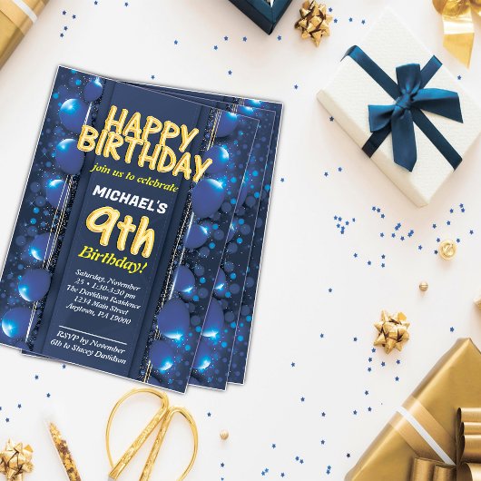 Negen jaar oud jongens verjaardag Uitnodiging