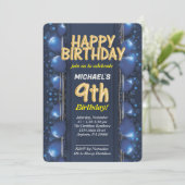 Negen jaar oud jongens verjaardag Uitnodiging (Staand voorkant)