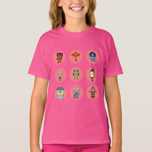 Negen Japanse Yokai Monsters T-shirt (Voorkant)