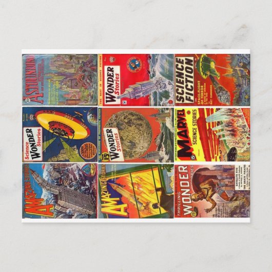 Negen klassieke Pulp Science Fiction omvat Briefka Briefkaart (Voorkant)