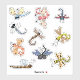 Negen kleurrijke libellen vinyl sticker